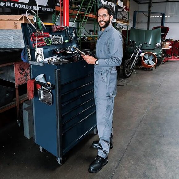 Men's Long Sleeve Stain & Wrinkle Resistant Work Coveralls with Pockets Sz XL - Picture 7 of 9